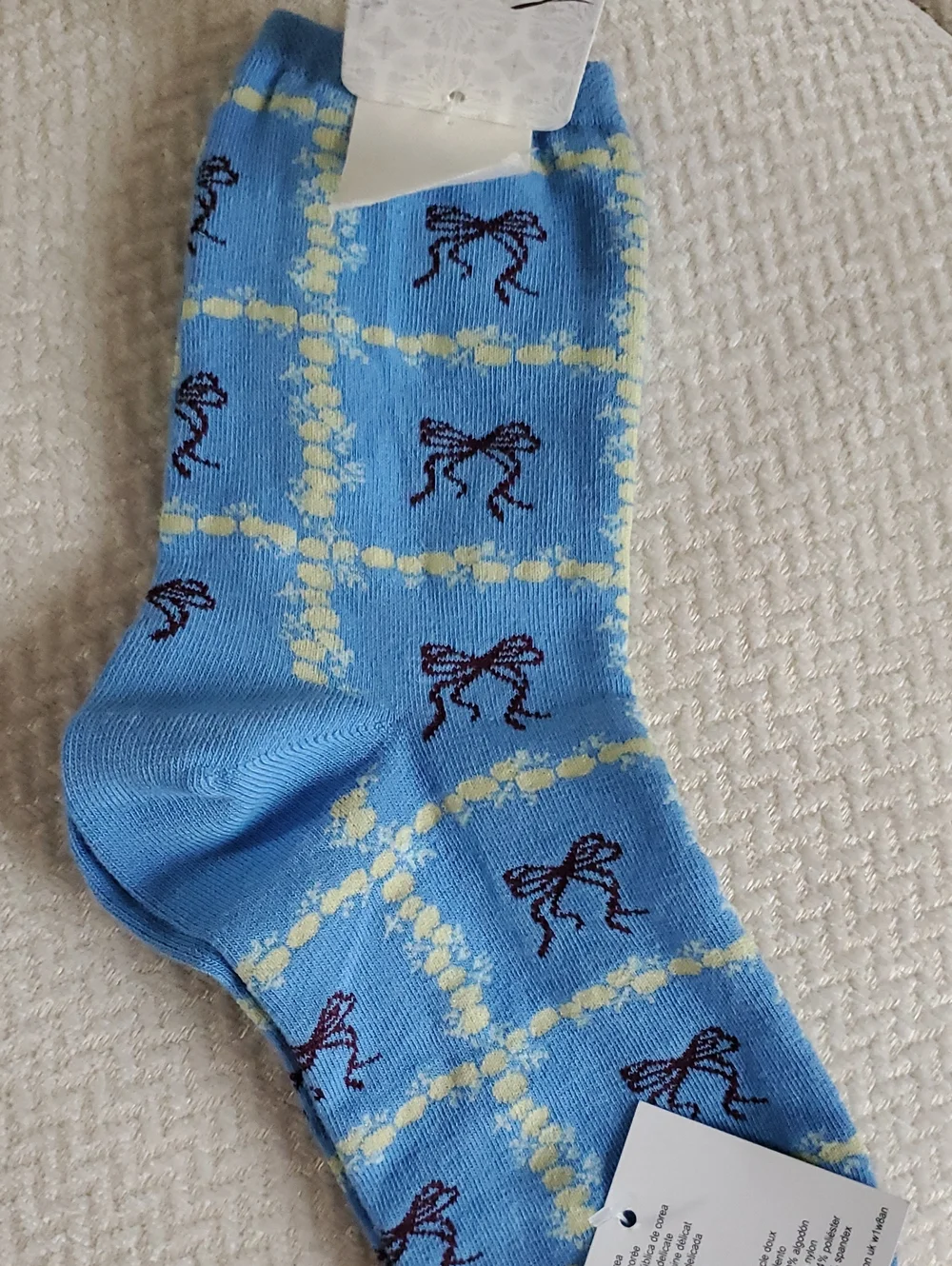 Free People Tie A Bow Ankle Socks/Light Blue